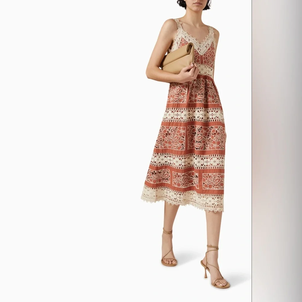 NWT $595 Sea New York Joah Lace Embroidery Midi Dress - Picture 3 of 6